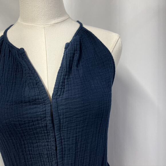 Gap V-neck Crinkle Cotton Jumpsuit Womens 00 Navy Blue New Spring Summer classic - Picture 3 of 13